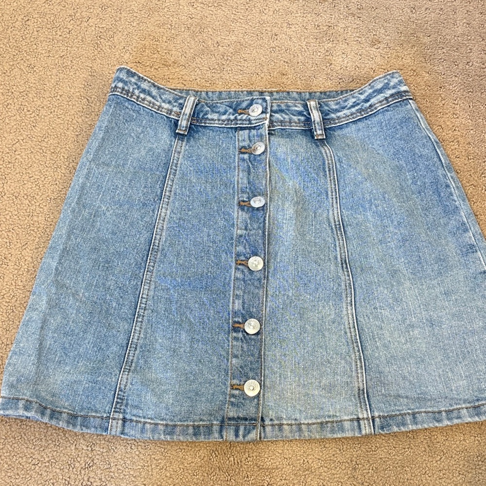 Divided Light Blue Denim A-Line Button-Front Skirt - Picture 2 of 5